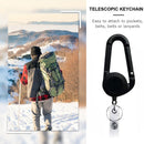 Retractable Key Ring Lanyard Camping Pull Carabiner Rope Buckles (Black) Newly