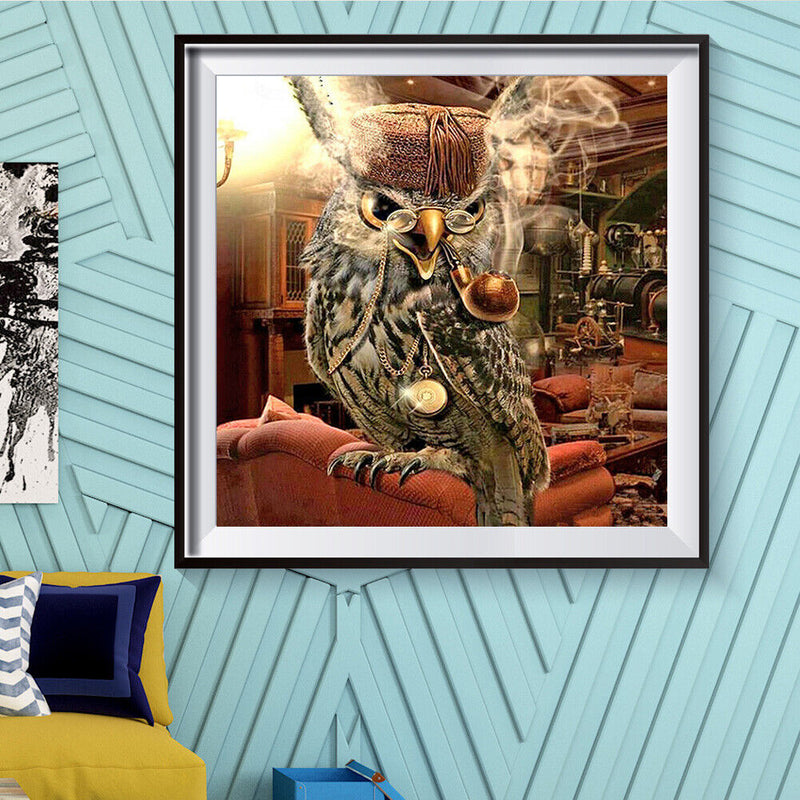 Frameless Owl in Cat Oil Paint By Numbers DIY Handmade Drawing On Canvas Kit