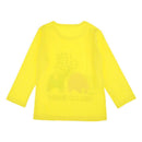 Cartoon Elephant Leaf Print Kid Boys Girl Long Sleeve T-Shirts (Yellow 3-4Y