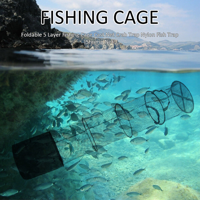 Foldable Fishing Cast Net Crab Trap Cages 5 Layer Trap Shrimp Net Fishing Tackle