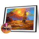 Full Round Drill Diamond Painting Sunset Boat Pictures Handiwork Art Mosaic K