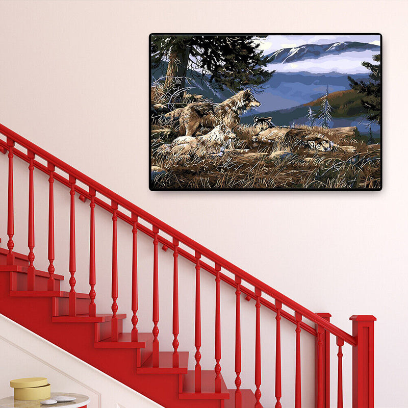DIY Digital Painting By Numbers Kits Modern Wolf Frameless Canvas Color Pictu