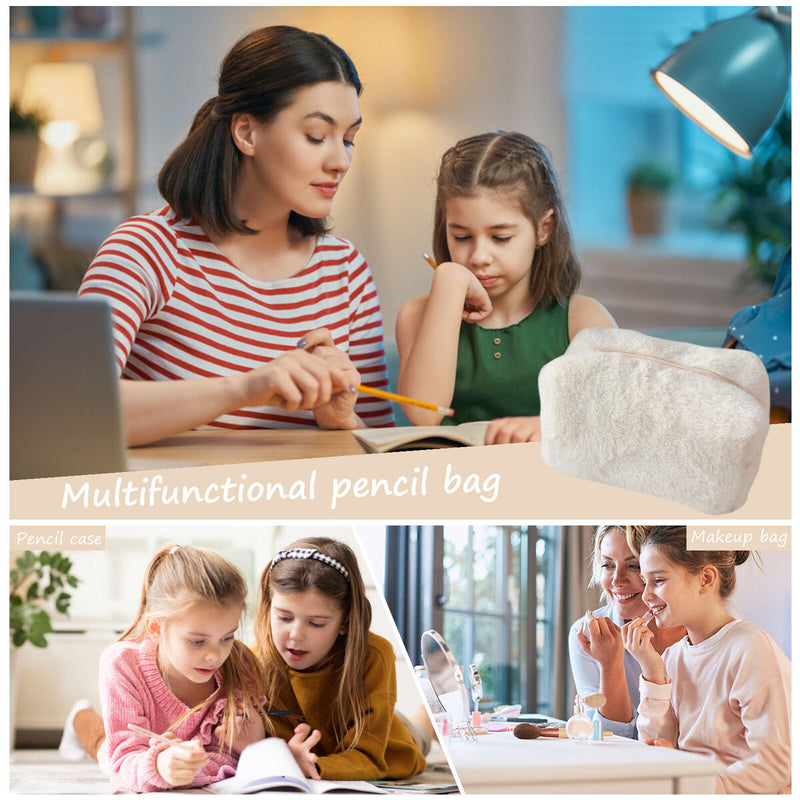 Plush Pencil Case - Portable School College Office Stationery Storage Makeup