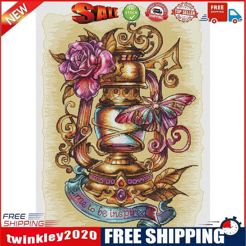 Full Cross Stitch 14CT Counted Flower Lantern Embroidery DIY Needlework Kit