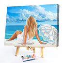 Beach Girl Back Oil Paint By Number Kit DIY Acrylic Painting on Canvas Framel