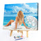 Beach Girl Back Oil Paint By Number Kit DIY Acrylic Painting on Canvas Framel