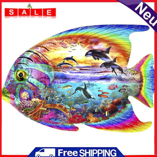5D DIY Full Round Diamond Painting Color Fish Handmade Embroidery Kits for Gifts