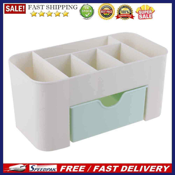 Desktop 6 Grid Makeup Organizer Storage Cosmetic Drawer Case(Light Green)