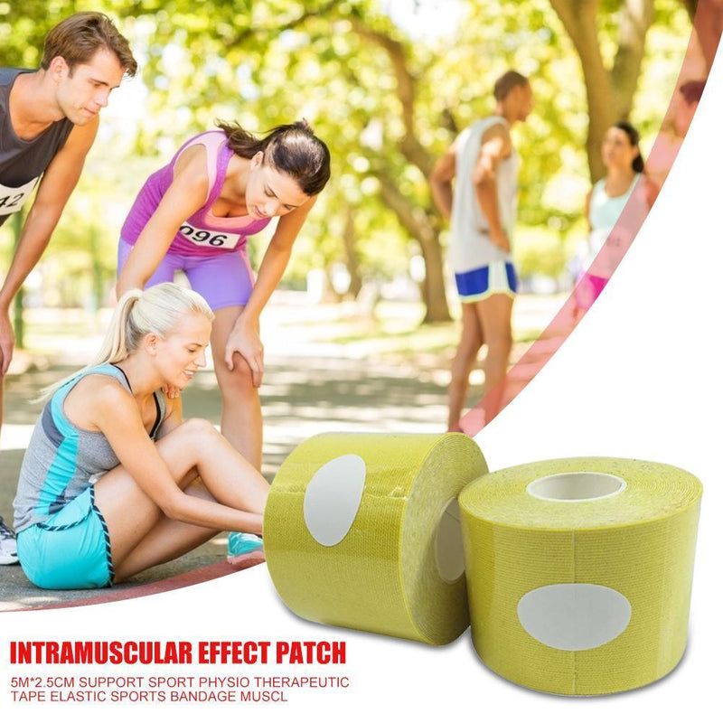1 Roll 5mx2.5cm Tape Bandage Sports Fitness Roll Cotton Elastic Adhesive St