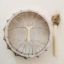 Shaman Drum Decoration Tree Design Handmade Craft Ornament Wooden Music Drum