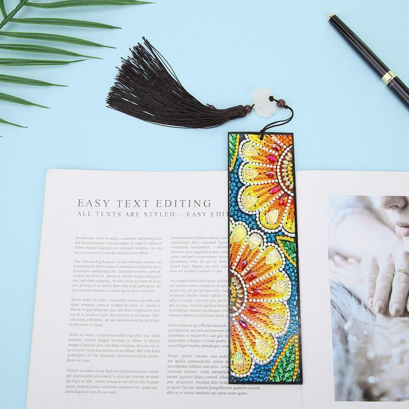 3PCDIY Special Shaped Diamond Painting House Leather Bookmark Tassel Marker