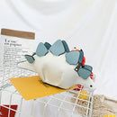 Women Cartoon Hit Color Dinosaur Shoulder Bag Leather Mini Purse (White)