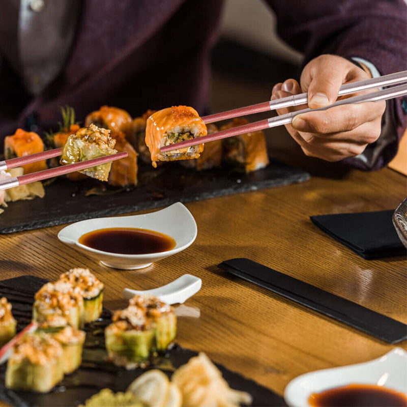 Aluminum Shape Shell Stainless Steel Folding Travel Chopsticks for Travel Picnic