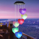 6LED Colorful Love Heart Wind Chime Lamp Solar Powered Garden Hanging Lamp Newly