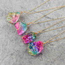 Rainbo Aura Quartz Crystal Pendulum Necklace Pendant B1T3 Crystal Chakra E6H6