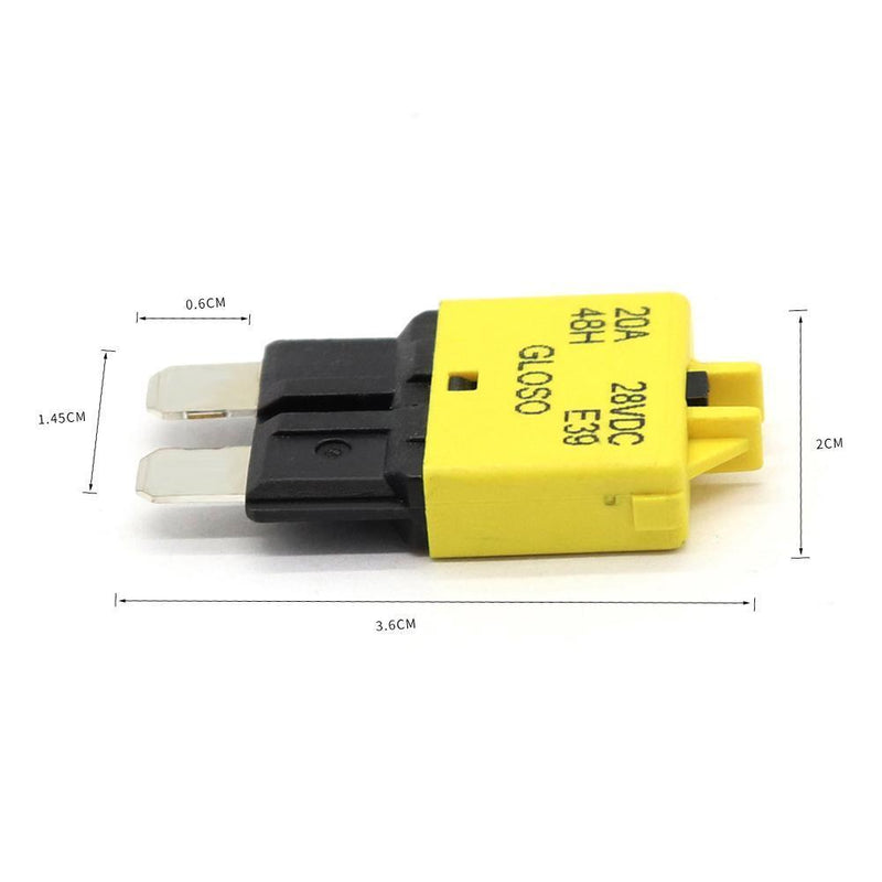 DC32V Manual Reset ATC Circuit Breaker Blade Fuse for Car Boat(20A Yellow)