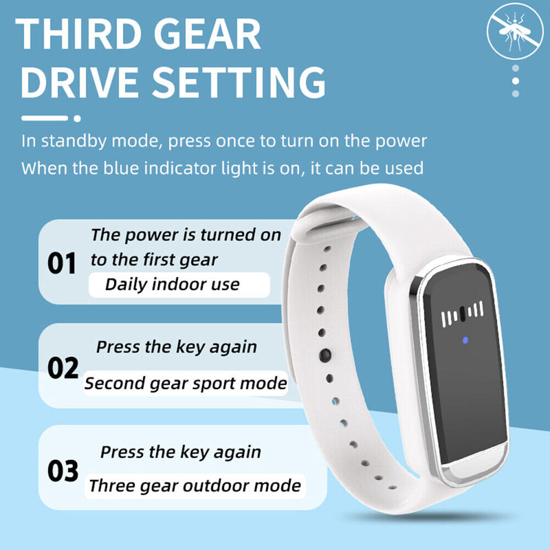 Ultrasonic Mosquito Repellent Bracelet Anti Pest Electronic Watch (White) Newly