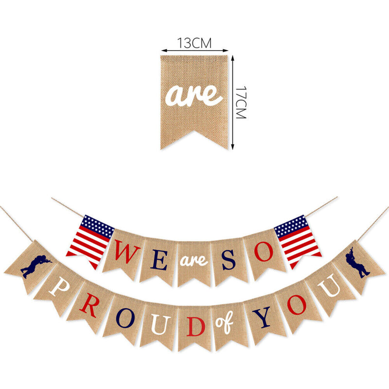 Veterans Day Linen Banners Party Supplies Linen Flag for Fireplace Doorway Porch