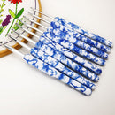 8x Blue Porcelain Plastic Handle Crochet Hooks Knitting Needles Sewing Tool
