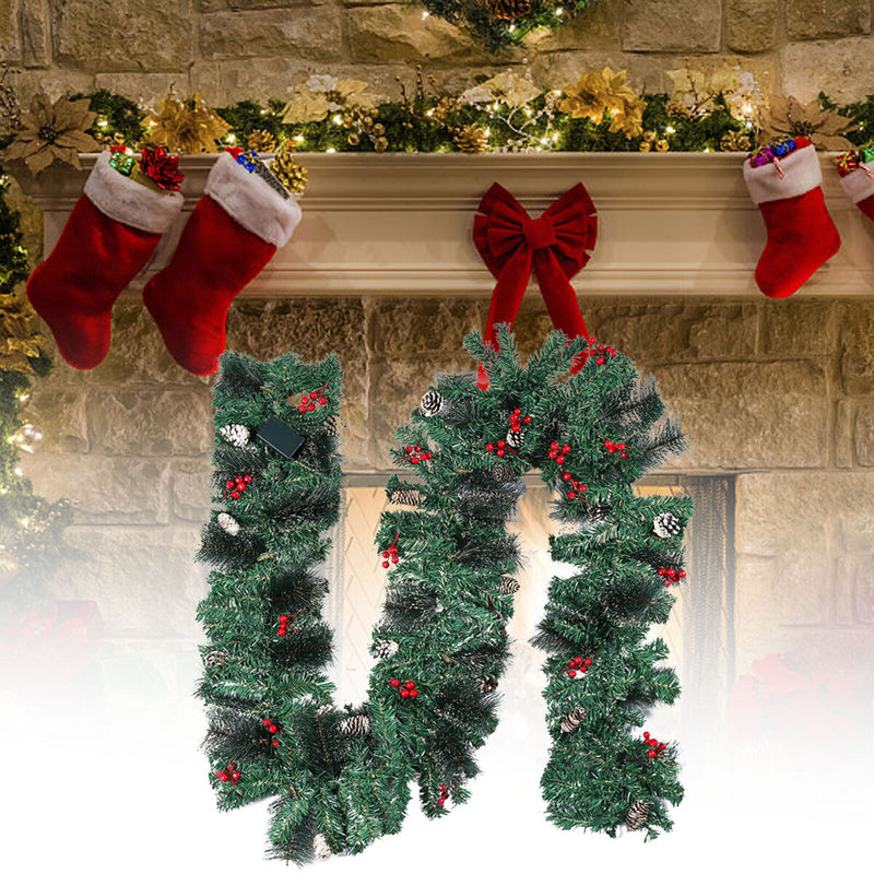 Christmas Rattan Garland Ornametns LED Christmas Wreath Background Pendant