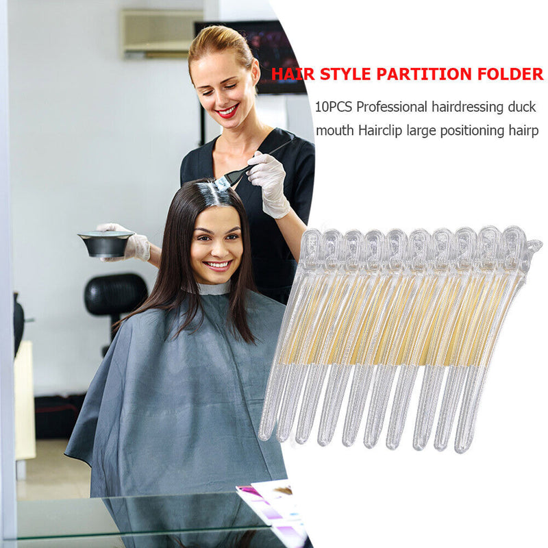 10pcs Hair Care Clip Stainless Steel Hairdressing Sectioning Clamp (White) Newly
