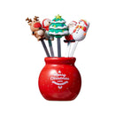 5Pcs/Set Cute Cartoon Steel Dessert Fruit Forks Santa Christmas: