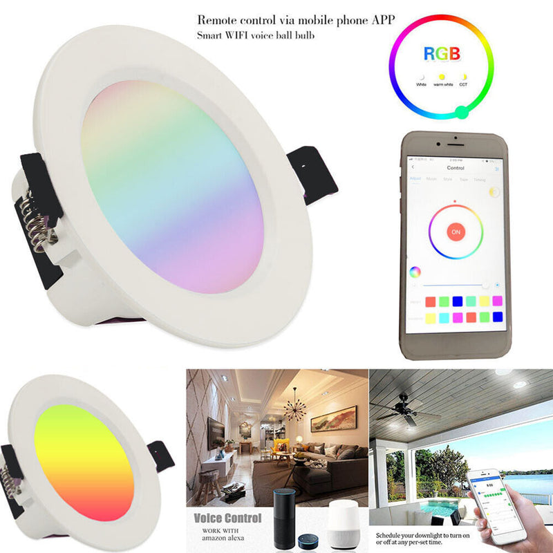 E27 Dimmable WIFI Smart Down Light APP Remote Control Recessed Ceiling Lamp