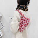 Women Plush Money Purse Retro Animal Pattern Underarm Handbag Plush Shoulder Bag