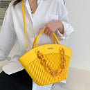 PU Leather Women Shoulder Bag Acrylic Chain Lady Large Capacity Handbags Tote