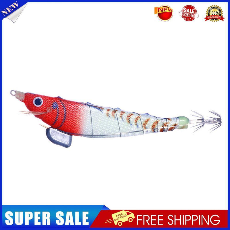 Luminous Wood Shrimp Fishing Lures 12cm 14.3g Artificial Bait (Red White)