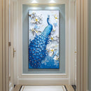 Frameless Oil Paint By Numbers DIY Peafowl Picture Craft Kit for Living Room