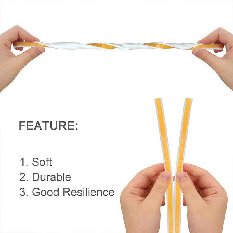 6m Self Adhesive Rubber Seal Strip Soundproof for Door Window (White D-Typ)
