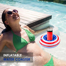 US Flag Inflatable Cup Drink Holder Swimming Pool Coasters Float Bathing Toys