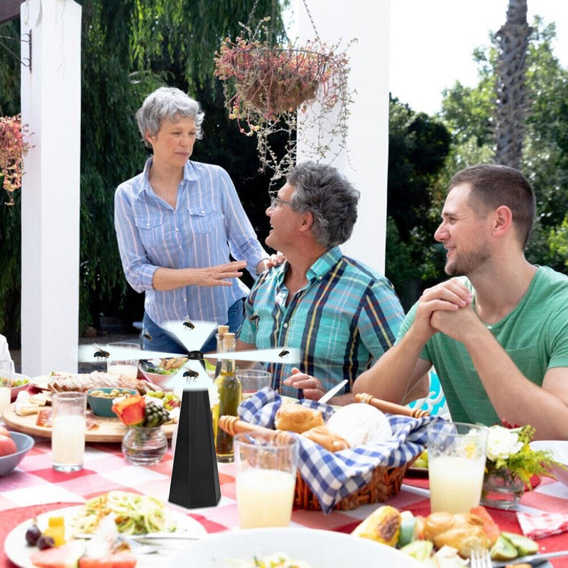 Hexagon Fly Repellent Fan Food Picnic Protector Pest Away Table Fans (A) Newly