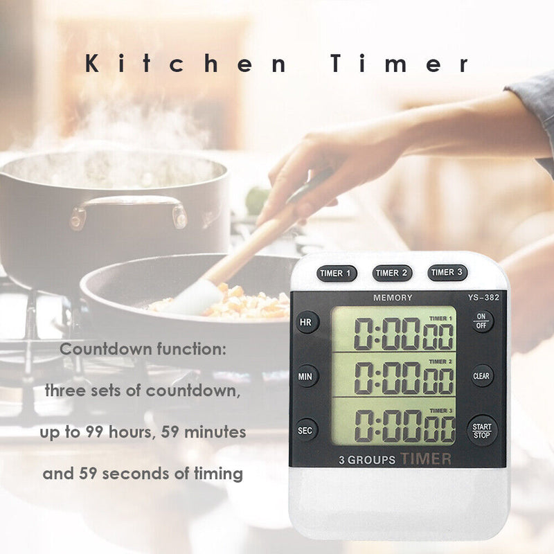 Square 3-way Kitchen Timer Countdown Cooking Alarm Temporizador Home Supply