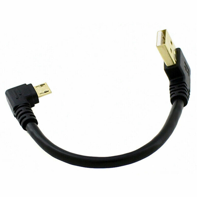 90degree Right Angle Micro USB to Left Angle USB A Sync Cabl Male Access Q9C5