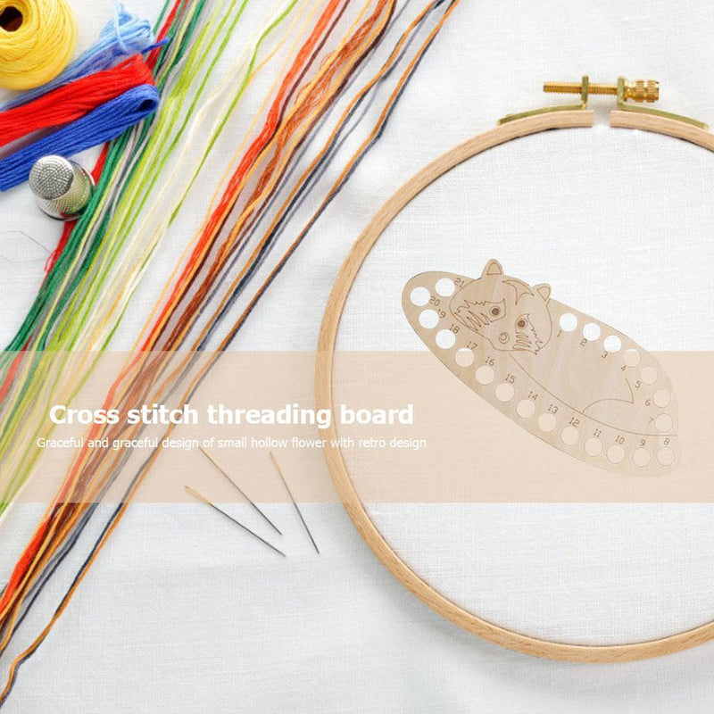 3pcs Wooden Carved Cross Stitch Thread Board (Racoon)