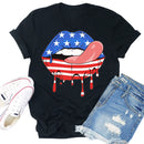 Independence Day Print Tongue Tea T-Shirt (Black S)