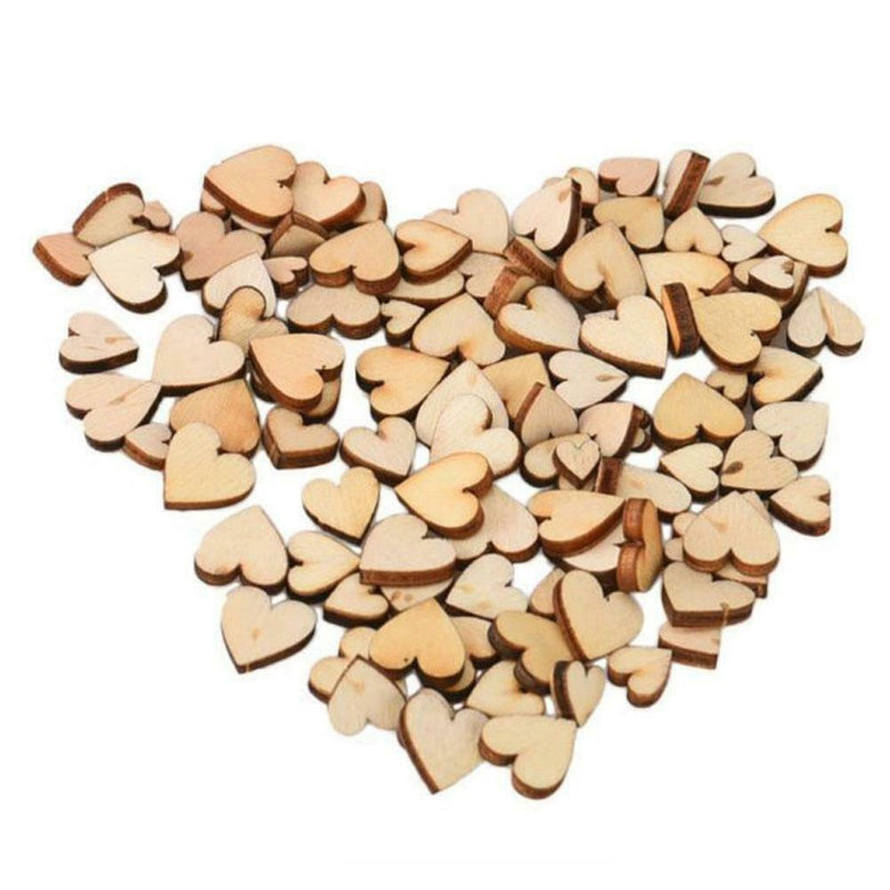 Mini 200*Wooden Small Mix Rustic Love Heart Wedding Table Dec Scatter F2Z2