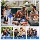 Portable Cup with Fork - Low-cal Food Container for Cereal Oatmeal (Blue)