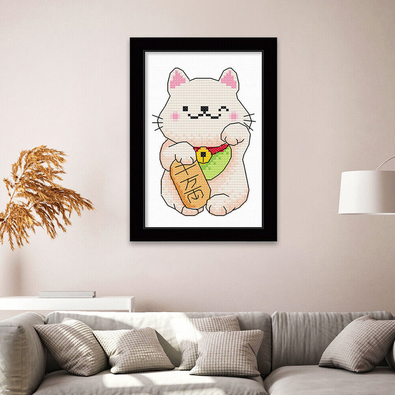 DIY Cross Stitch 11CT Stamped Cartoon Animal Canvas Kit Needlework Artwork Craft