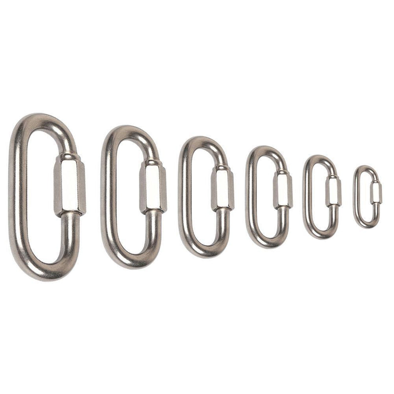 10pcs Stainless Steel Screw Lock Quick Links Climbing Carabiner Hook (M5)