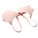 Women Embroidered Front Y Straps Push Up Deep V Bra (Incarnadine)(75B)