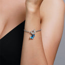 Butterfly Pendant Bracelet Women Simple Metal Buckle Bangles Jewelry (Blue)