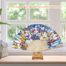 Hand Painted Folding Fan Oil Paint By Numbers DIY Snowman Kid Drawing Craft Gift
