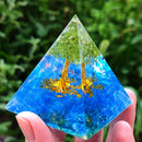 Orgonite Pyramid Amethyst Peridot Crystal Energy Purify Mind Crafts (C) Newly