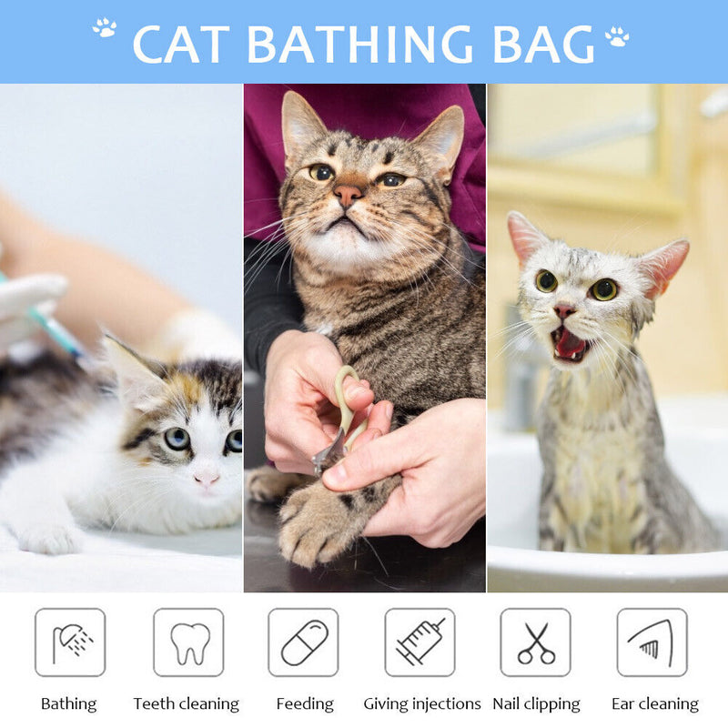 1pcs Adjustable Cat Bathing Bag No Scratching Adjustable Pet Nail Cutting Bag