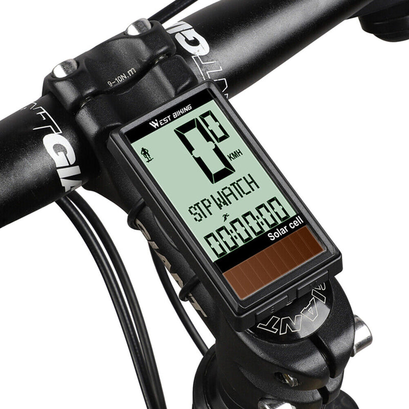 WEST BIKING Bicycle Speedometer Solar Wireless MTB Road Bike Waterproof Computer
