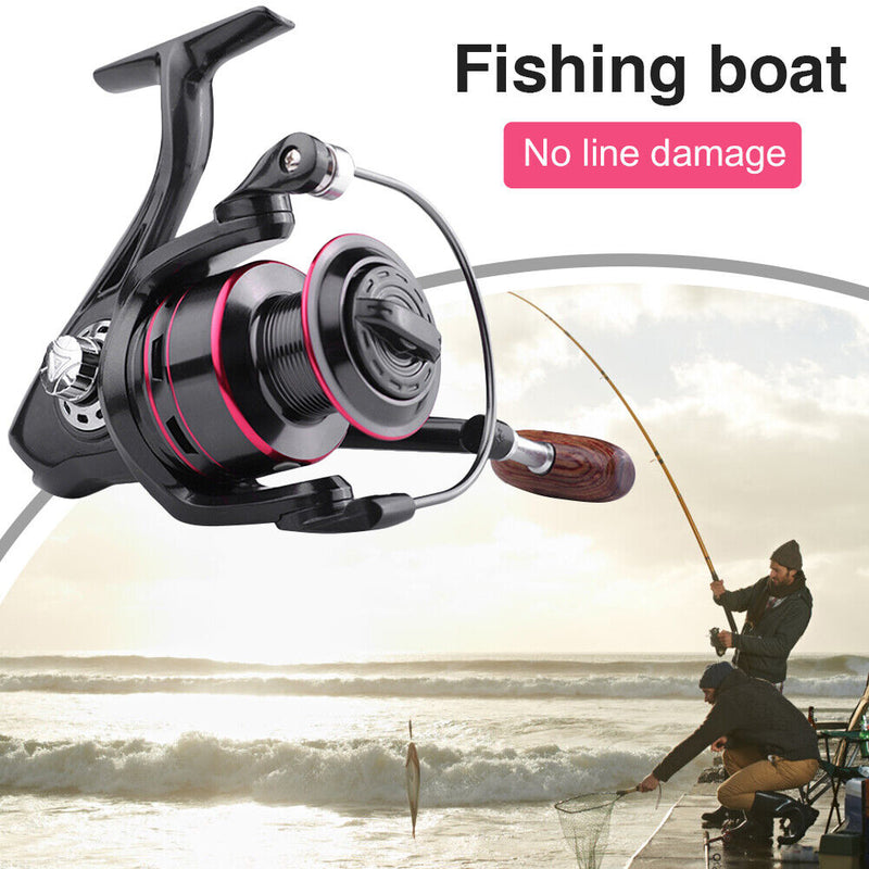Metal Spinning Fishing Reel 8kg 12BBs Wooden Handle Line Spool Lure Fish Wheel