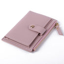 Women Fashion Multi-slot Zipper Card Holder PU Leather Mini Solid Color Wal